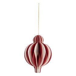 Clayre & Eef Ornamento Natalizio Ø 7x10 cm Rosso Bianco Carta