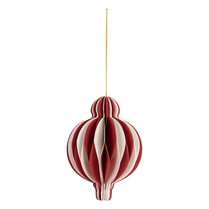 Clayre & Eef Ornamento Natalizio Ø 7x10 cm Rosso Bianco Carta