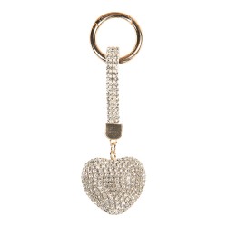 Clayre & Eef Keychain Heart 4x3x13 cm Silver colored Plastic