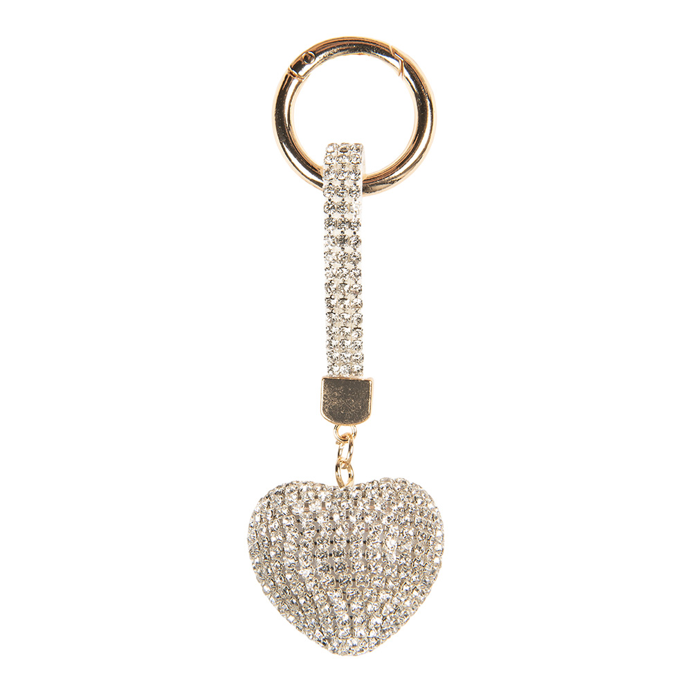 Clayre&Eef Sleutelhanger Hart 4x3x13 cm Zilverkleurig Kunststof afbeelding