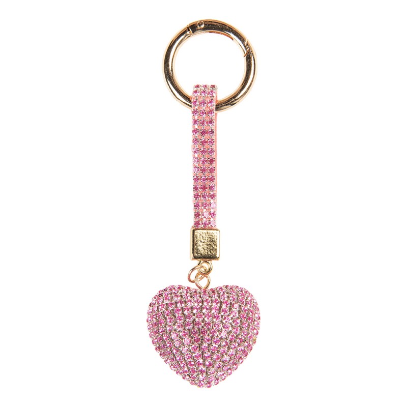 Clayre & Eef Keychain Heart 4x3x13 cm Pink Plastic