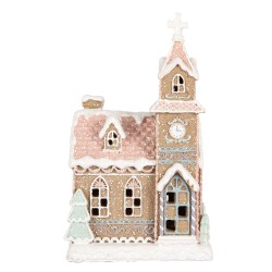 Clayre & Eef Gingerbread house with LED 14x12x23 cm Brown Plastic