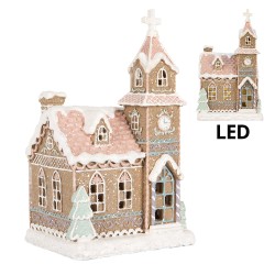 Clayre & Eef Gingerbread house with LED 14x12x23 cm Brown Plastic