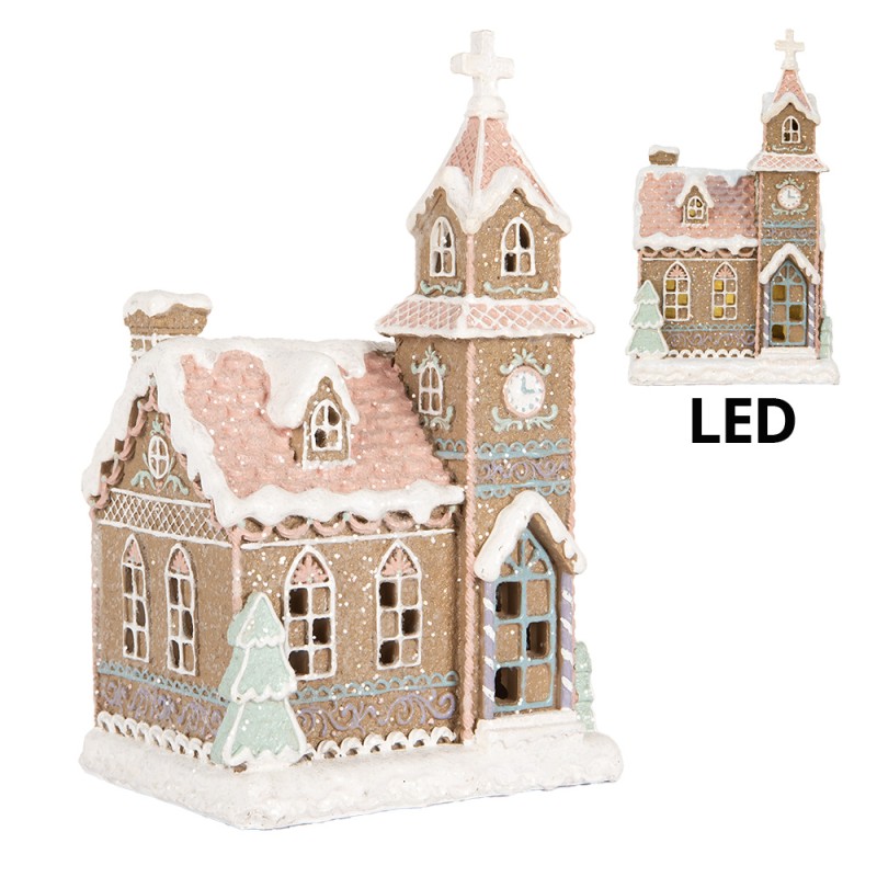 Clayre & Eef Casa di pan di zenzero con LED 14x12x23 cm Marrone Plastica
