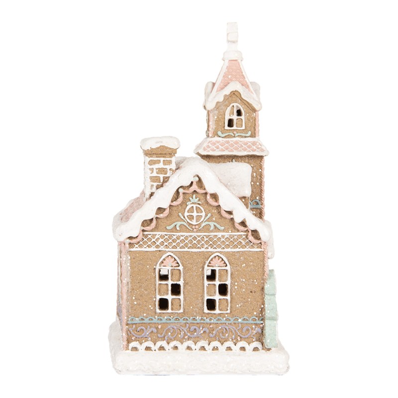 Clayre & Eef Casa di pan di zenzero con LED 14x12x23 cm Marrone Plastica