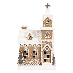 Clayre & Eef Gingerbread house with LED 14x12x23 cm Brown Plastic