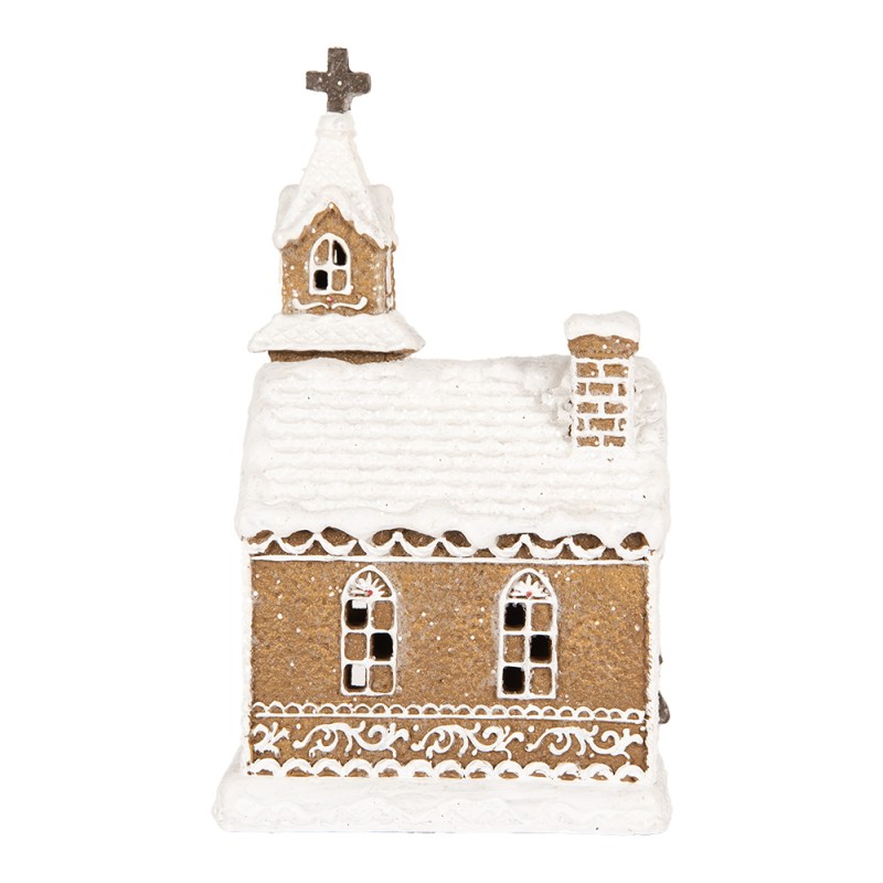 Clayre & Eef Casa di pan di zenzero con LED 14x12x23 cm Marrone Plastica