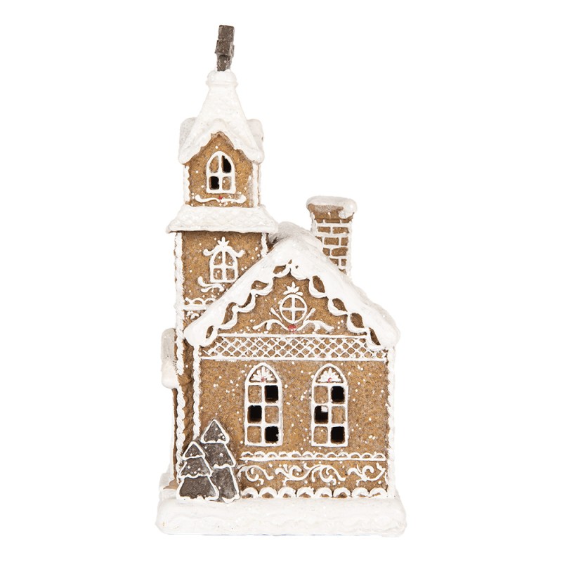 Clayre & Eef Casa di pan di zenzero con LED 14x12x23 cm Marrone Plastica