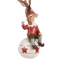 Clayre & Eef Weihnachtsanhänger Elf 5x5x10 cm Rot Kunststoff