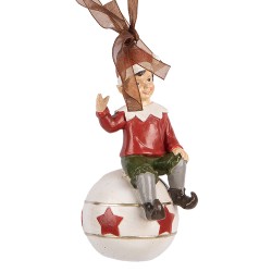 Clayre & Eef Weihnachtsanhänger Elf 5x5x10 cm Rot Kunststoff
