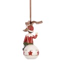 Clayre & Eef Weihnachtsanhänger Elf 5x5x10 cm Rot Kunststoff