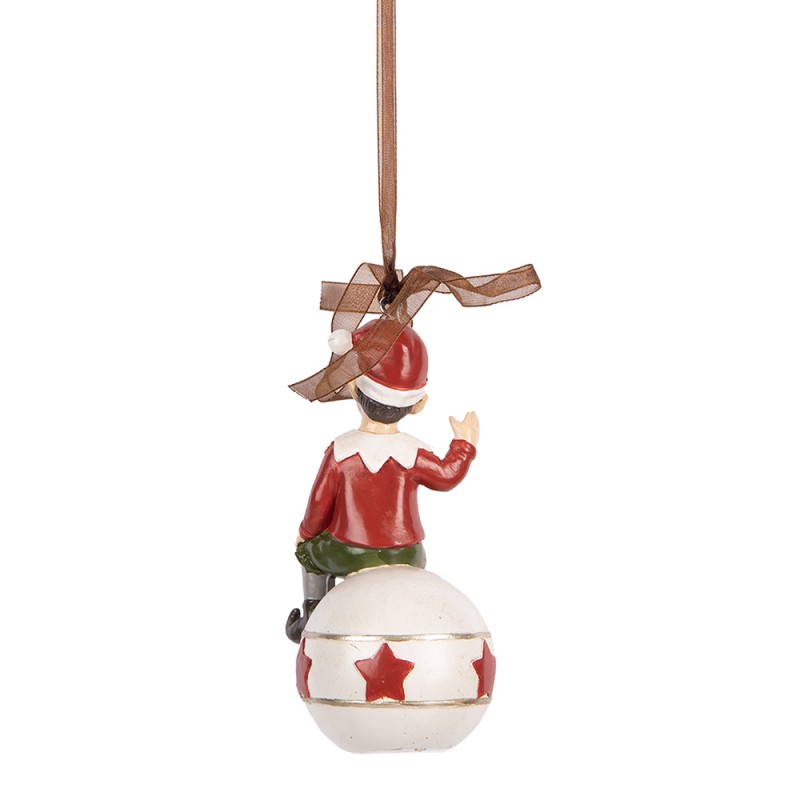 Clayre & Eef Weihnachtsanhänger Elf 5x5x10 cm Rot Kunststoff