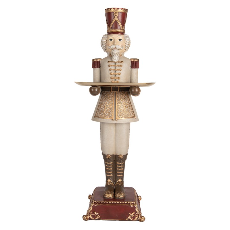 Clayre & Eef Christmas Decoration Figurine Nutcracker 18x20x61 cm Grey Plastic
