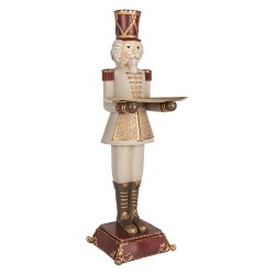Clayre & Eef Statuetta decorativa di Natale Schiaccianoci 18x20x61 cm Grigio Plastica
