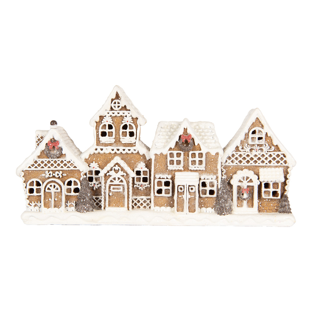 Clayre & Eef Gingerbread house 25x6x13 cm Bruin Kunststof afbeelding 1