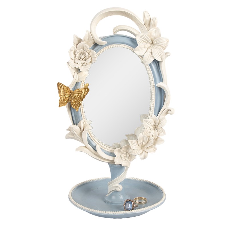 Clayre & Eef Miroir de table 16x14x27 cm Bleu Plastique