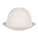 Clayre & Eef Portacandela Ø 12x8 cm Bianco Porcellana