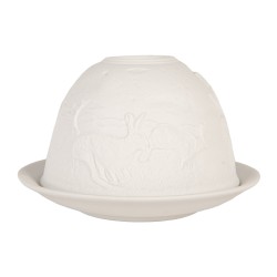 Clayre & Eef Portacandela Ø 12x8 cm Bianco Porcellana