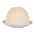 Clayre & Eef Portacandela Ø 12x8 cm Bianco Porcellana Cani