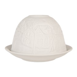 Clayre & Eef Portacandela Ø 12x8 cm Bianco Porcellana Case