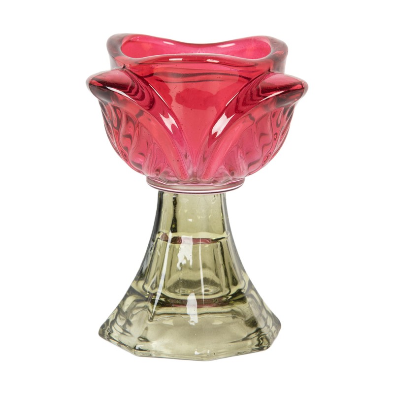 Clayre & Eef Portacandela Ø 7x10 cm Rosa Vetro