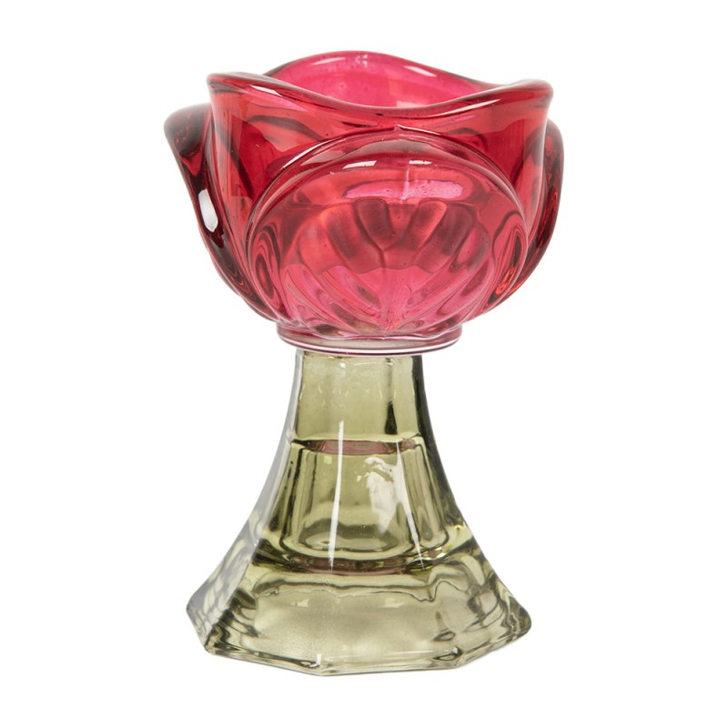 Clayre & Eef Portacandela Ø 7x10 cm Rosa Vetro