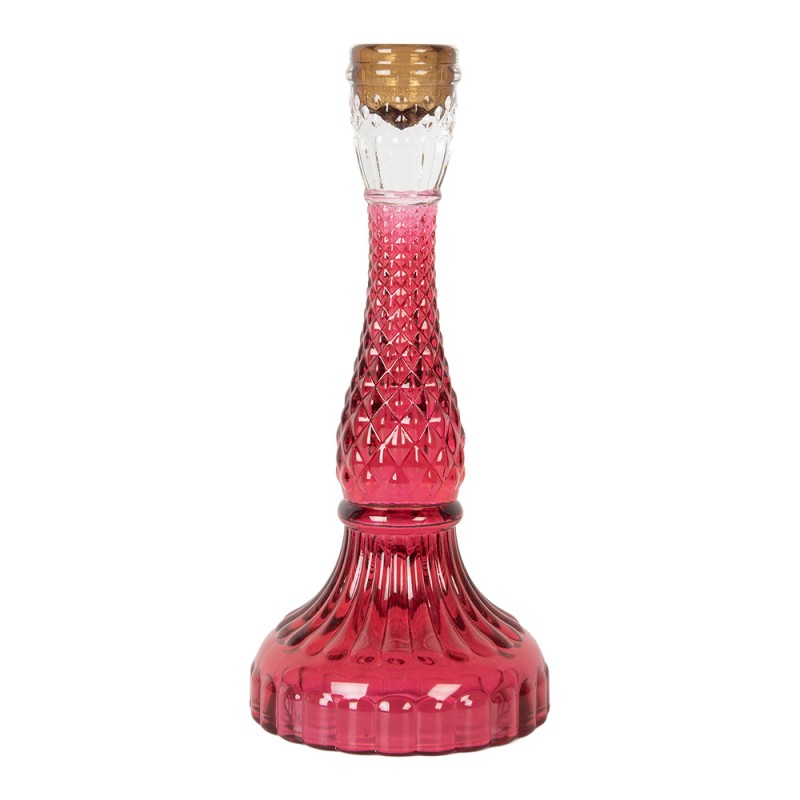 Clayre & Eef Candelabro Ø 10x22 cm Rosa Vetro