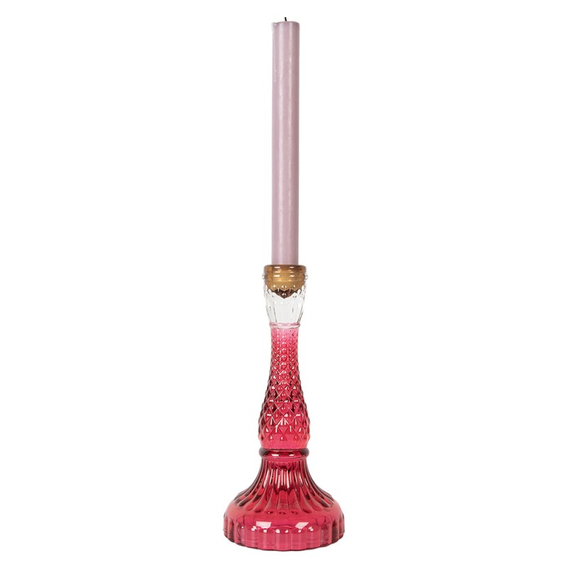 Clayre & Eef Candelabro Ø 10x22 cm Rosa Vetro