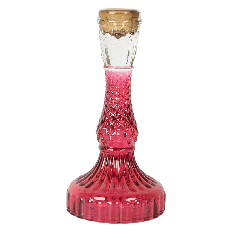 Clayre & Eef Candelabro Ø 9x17 cm Rosa Vetro