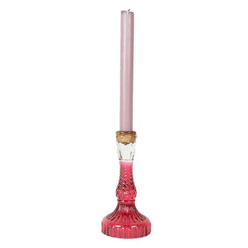 Clayre & Eef Candelabro Ø 9x17 cm Rosa Vetro