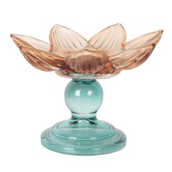 Clayre & Eef Portacandela Ø 14x10 cm Arancione Vetro