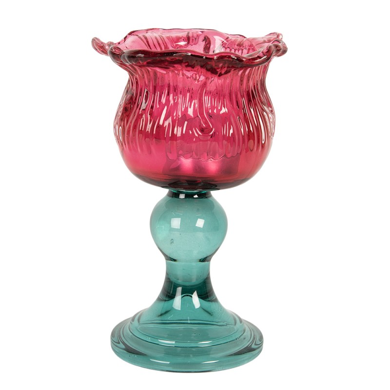 Clayre & Eef Portacandela Ø 10x16 cm Rosa Vetro