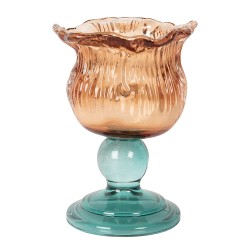 Clayre & Eef Portacandela Ø 10x14 cm Arancione Vetro