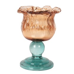 Clayre & Eef Portacandela Ø 10x14 cm Arancione Vetro