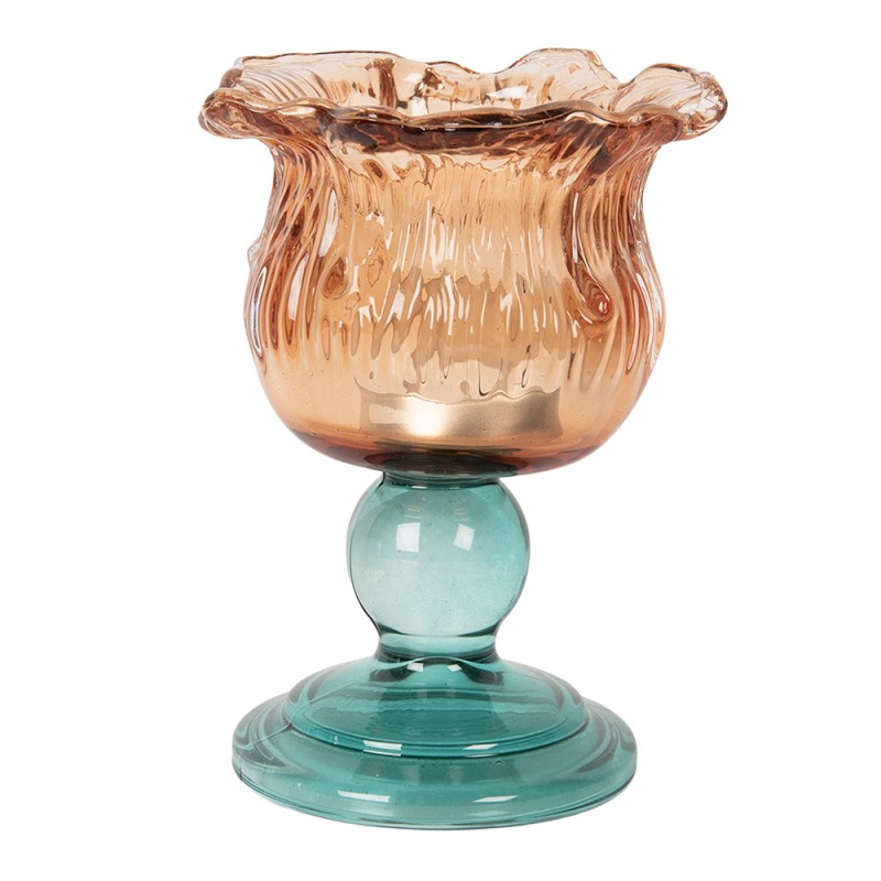 Clayre & Eef Portacandela Ø 10x14 cm Arancione Vetro
