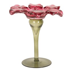 Clayre & Eef Portacandela Ø 14x14 cm Rosa Vetro