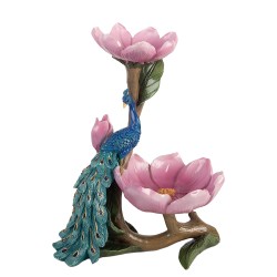 Clayre & Eef Bol de décoration Paon 18x12x24 cm Bleu Plastique