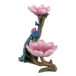 Clayre & Eef Bol de décoration Paon 18x12x24 cm Bleu Plastique