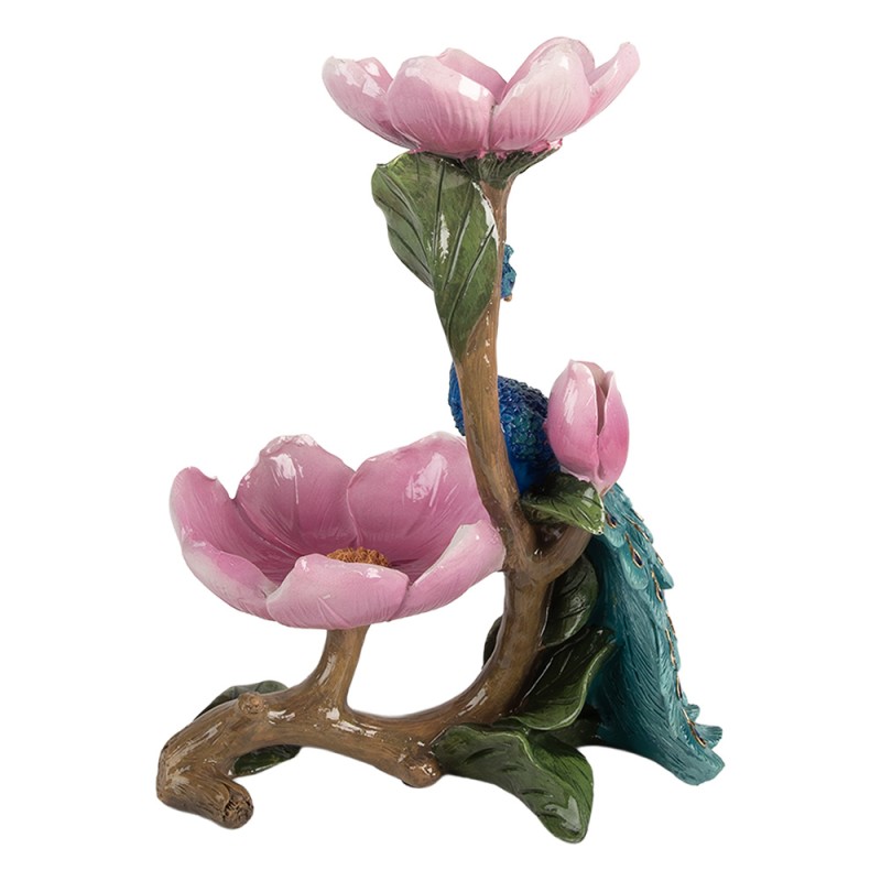 Clayre & Eef Bol de décoration Paon 18x12x24 cm Bleu Plastique