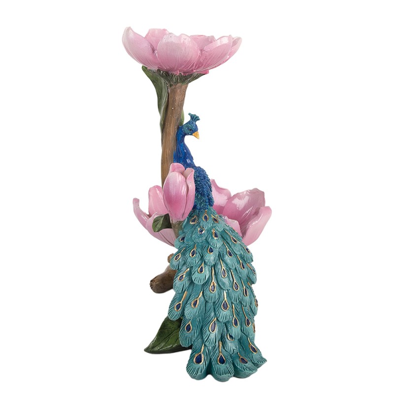 Clayre & Eef Bol de décoration Paon 18x12x24 cm Bleu Plastique