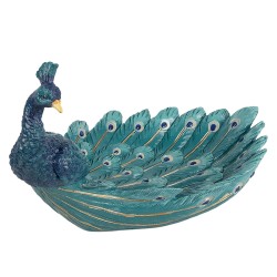 Clayre & Eef Bol de décoration Paon 30x19x16 cm Bleu Plastique