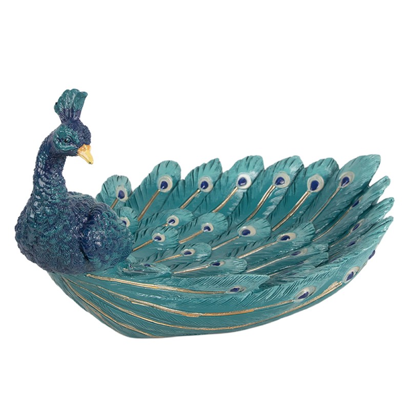 Clayre & Eef Bol de décoration Paon 30x19x16 cm Bleu Plastique
