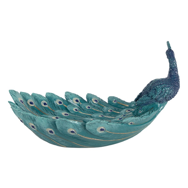 Clayre & Eef Bol de décoration Paon 30x19x16 cm Bleu Plastique