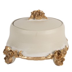 Clayre & Eef Scatola dei gioielli Ø 14x9 cm Beige Plastica