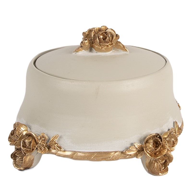Clayre & Eef Scatola dei gioielli Ø 14x9 cm Beige Plastica