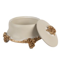 Clayre & Eef Scatola dei gioielli Ø 14x9 cm Beige Plastica