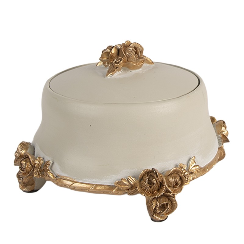 Clayre & Eef Scatola dei gioielli Ø 14x9 cm Beige Plastica