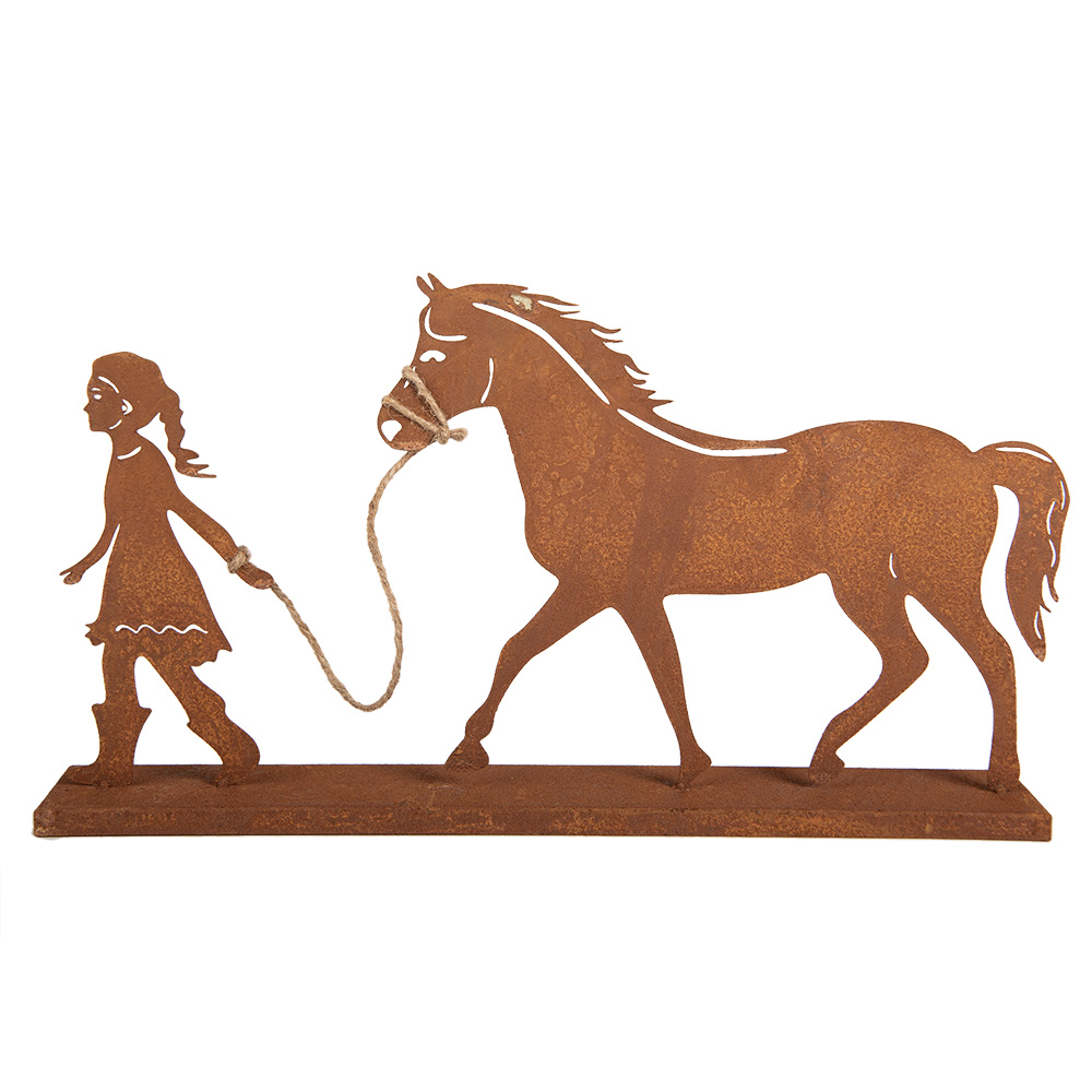 Clayre&Eef Decoratie Beeld Kind 42x7x22 cm Bruin Metaal afbeelding