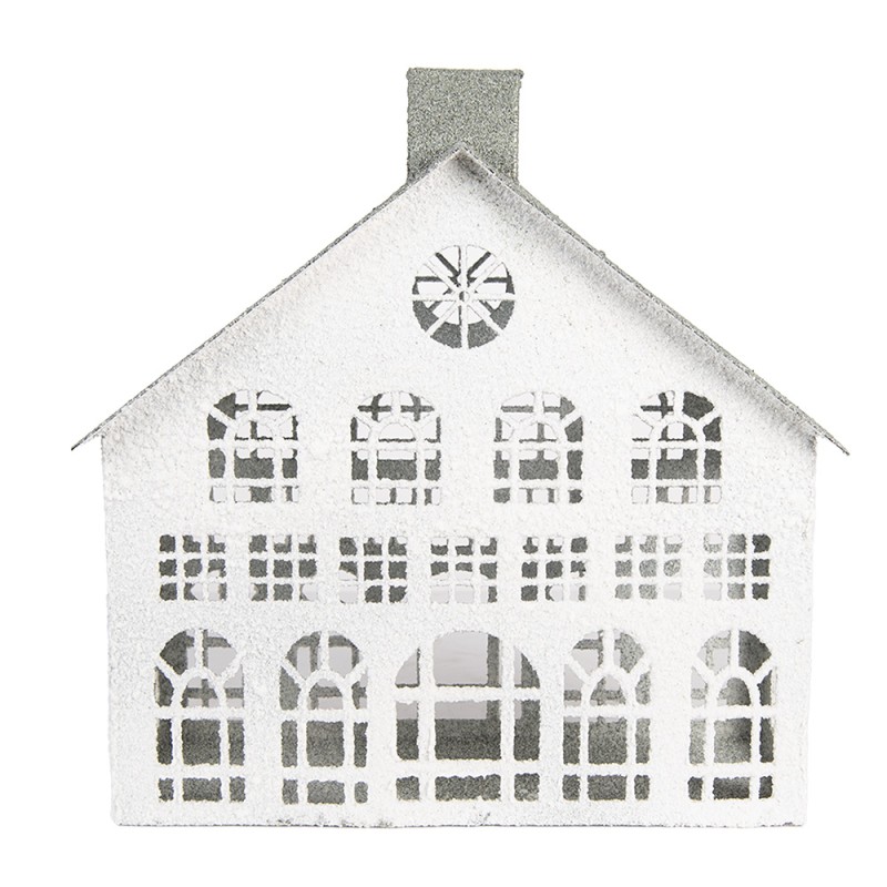 Clayre & Eef Statuetta decorativa Casa 34x16x34 cm Bianco Metallo