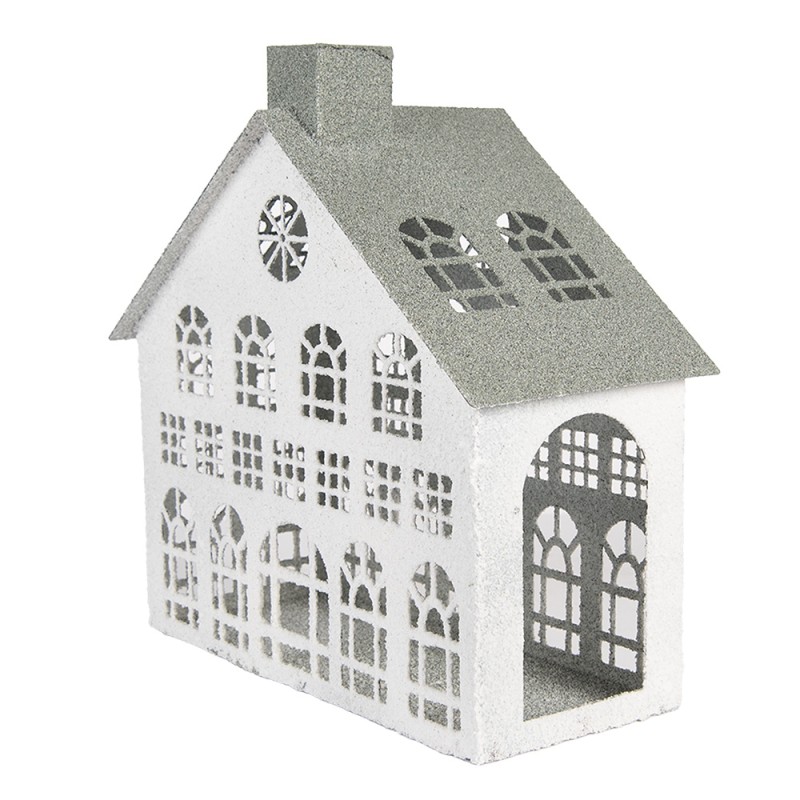 Clayre & Eef Statuetta decorativa Casa 34x16x34 cm Bianco Metallo